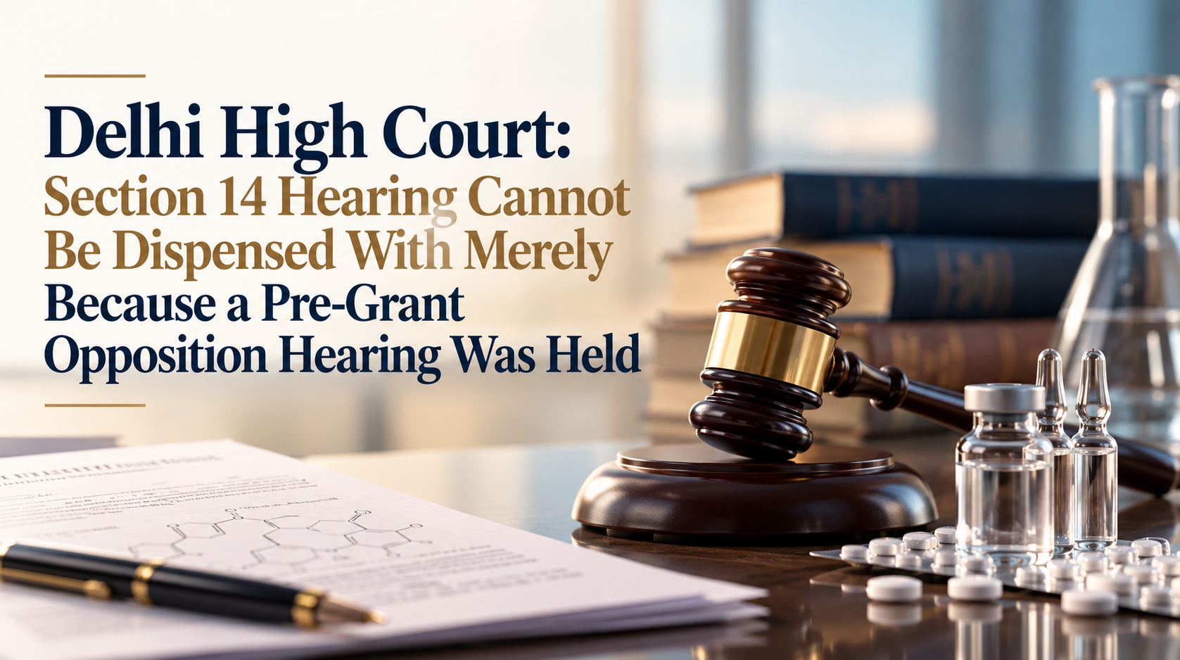 Featured visual for Delhi High Court: Section 14 hearing cannot be dispensed with merely because of a pre-grant opposition